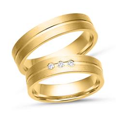Unique Trouwringen 8 Karaat Geelgoud 3 Diamanten