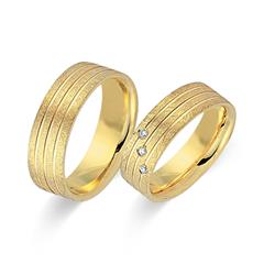 Unique Trouwringen 8 Karaat Geelgoud 3 Diamanten