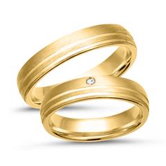 Unique Trouwringen 18 Karaat Geelgoud Met Diamant