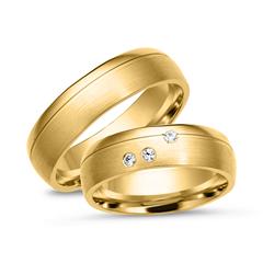 Unique Trouwringen 8 Karaat Geelgoud 3 Diamanten