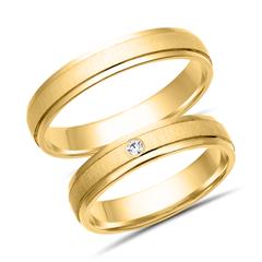 Unique Trouwringen 14 Karaat Geelgoud Met Diamant