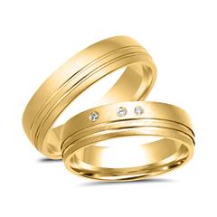 Unique Trouwringen 8 Karaat Geelgoud 3 Diamanten