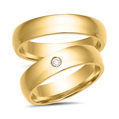 Unique Trouwringen 8 Karaat Geelgoud Met Diamant