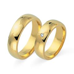 Unique Trouwringen 14 Karaat Geelgoud Met Diamant