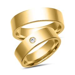 Unique Trouwringen 8 Karaat Geelgoud Met Diamant
