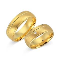 Unique Trouwringen 18 Karaat Geelgoud 4 Diamanten