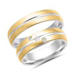 Unique Trouwringen 14 Karaat Geelgoud 3 Diamanten