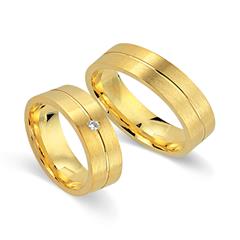 Unique Trouwringen 8 Karaat Geelgoud Met Diamant