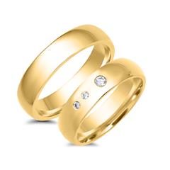 Unique Trouwringen 8 Karaat Geelgoud 3 Diamanten