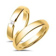 Unique Trouwringen 8 Karaat Geelgoud Met Diamant