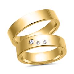 Unique Trouwringen 8 Karaat Geelgoud 3 Diamanten