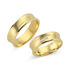 Unique Trouwringen 8 Karaat Geelgoud 3 Diamanten