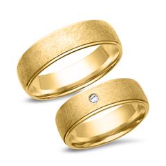 Unique Trouwringen 8 Karaat Geelgoud Met Diamant