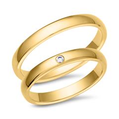 Unique Trouwringen 8 Karaat Geelgoud Met Diamant