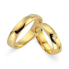 Unique Trouwringen 8 Karaat Geelgoud Met Diamant