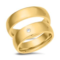 Unique Trouwringen 8 Karaat Geelgoud Met Diamant