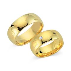 Unique Trouwringen 8 Karaat Geelgoud Met Diamant