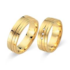 Unique Trouwringen 8 Karaat Geelgoud 3 Diamanten