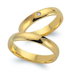 Unique Trouwringen 18 Karaat Geelgoud Met Diamant