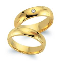 Unique Trouwringen 14 Karaat Geelgoud Met Diamant
