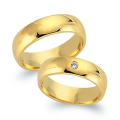 Unique Trouwringen 14 Karaat Geelgoud Met Diamant