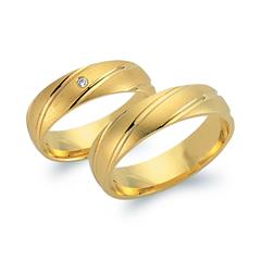 Unique Trouwringen 8 Karaat Geelgoud Met Diamant