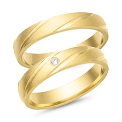 Unique Trouwringen 14 Karaat Geelgoud Met Diamant