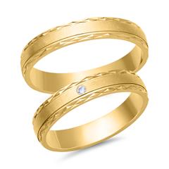 Unique Trouwringen 8 Karaat Geelgoud Met Diamant