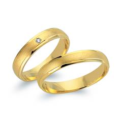 Unique Trouwringen 14 Karaat Geelgoud Met Diamant