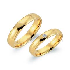Unique Trouwringen 8 Karaat Geelgoud Met Diamant