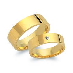 Unique Trouwringen 14 Karaat Geelgoud Met Diamant