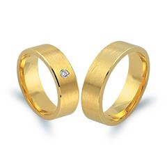 Unique Trouwringen 8 Karaat Geelgoud Met Diamant
