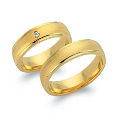 Unique Trouwringen 8 Karaat Geelgoud Met Diamant