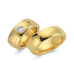 Unique Trouwringen 14 Karaat Geelgoud Met Diamant