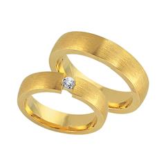 Unique Trouwringen 8 Karaat Geelgoud Met Diamant