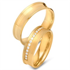 Unique Trouwringen 8 Karaat Geelgoud 15 Diamanten
