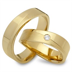 Unique Trouwringen 8 Karaat Geelgoud Met Diamant