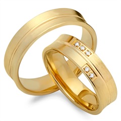 Unique Trouwringen 8 Karaat Geelgoud 5 Diamanten