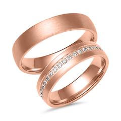 Unique Roségouden trouwringen met 38 diamanten