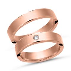 Unique Trouwringen 8 Karaat Rood Goud Met Diamant