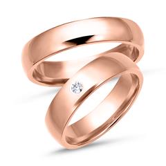 Unique Trouwringen 8 Karaat Rood Goud Met Diamant