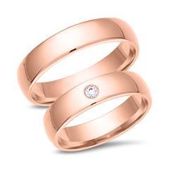Unique Trouwringen 8 Karaat Rood Goud Met Diamant