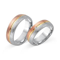 Unique Trouwringen 18 Karaat Driekleurig Goud Met Diamant
