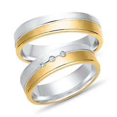 Unique Trouwringen 8 Karaat Geel-Wit Goud 3 Diamanten