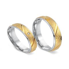 Unique Trouwringen 8 Karaat Geel Witgoud Met Diamant