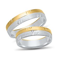 Unique Trouwringen 14 Karaat Geel-Wit Goud Met Diamant