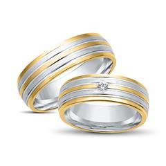 Unique Trouwringen 14 Karaat Geel Witgoud Met Diamant