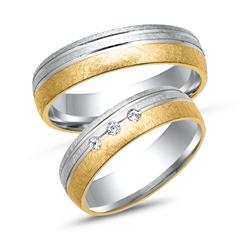 Unique Trouwringen 8 Karaat Geel-Wit Goud 3 Diamanten