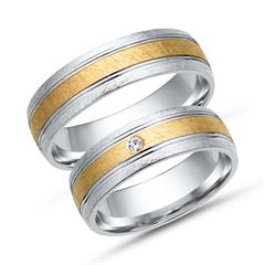 Unique Trouwringen 14 Karaat Geel-Wit Goud Met Diamant