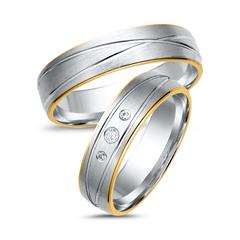 Unique Trouwringen 8 Karaat Geel-Wit Goud 3 Diamanten